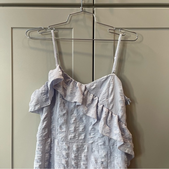 Franco Lilac Purple Spagetti Bodycon Party Textured Ruffle Knee Length Dress MD - Picture 2 of 8